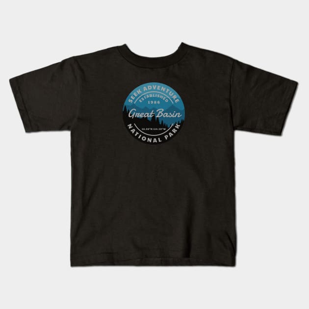 Great Basin National Park Retro Kids T-Shirt by roamfree